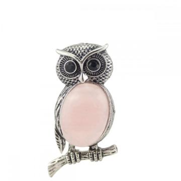 Owl Necklace Healing Crystal Stones Pendant Necklaces for Women Men Gemstone Jewelry for Reiki Spiritual Energy Lucky