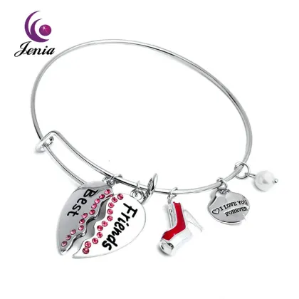 Jenia 2016 Best Friend Hesrt Charms Gold Bracelet Jewelry