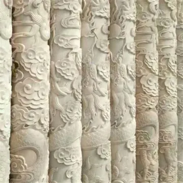 Stone Carving Dragon Pillar Installation