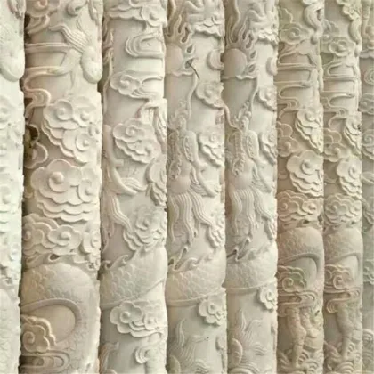Stone Carving Dragon Pillar Installation