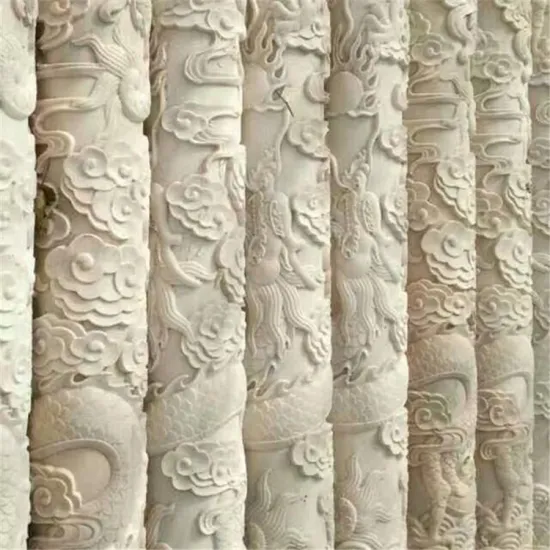 Stone Carving Dragon Pillar Installation