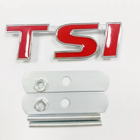For TSI Logo 3D Car Styling Front Stickers Metal Grille Emblem Badge for T4 T5 Golf 4 5 6 7 Passat b6 Tiguan