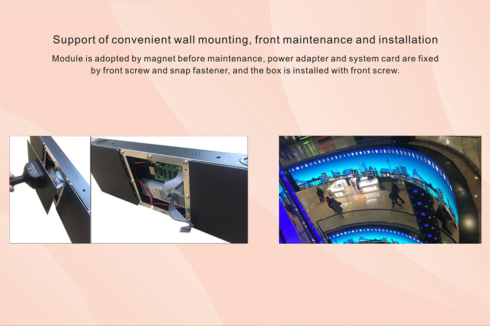 Convenient wall mounting for indoor led display screens