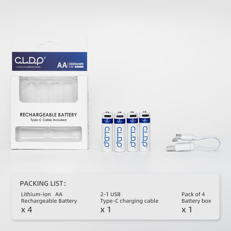 4pack 1.5V Lithium AA USB rechargeable battery