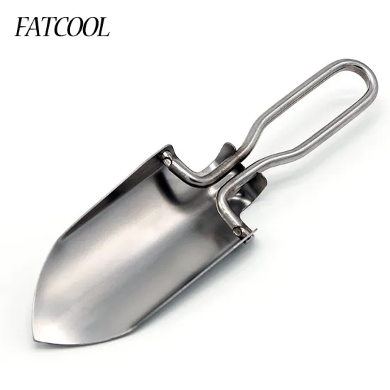 FATCOOL 1Piece Stainless Steel Folding Gardening Shovel Spade Multifunctional Portable Garden Planting Transplanting Tool