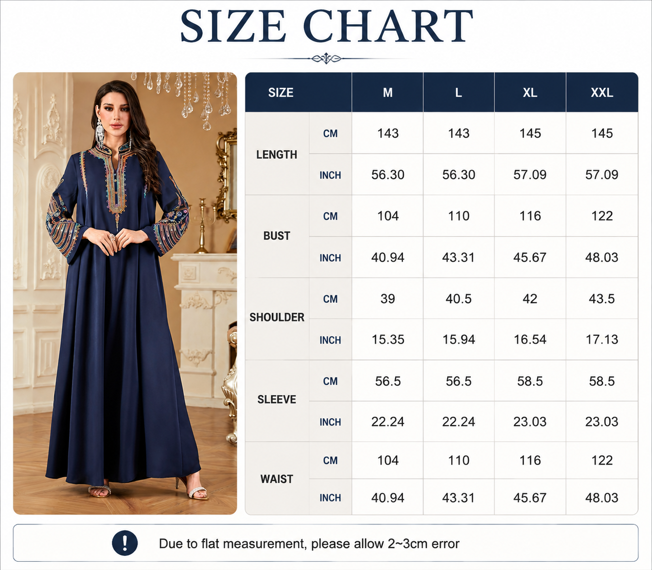 Navy Embroidered Abaya Dress