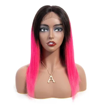Virgin Brazilian Human Hair Hd Transparent 4x4 5x5 Lace Closure Wig 10A Ombre 1b Pink Colored Human Hair Natural Straight Wig