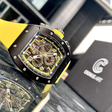 Yellow Color Carbon Fiber Men's Top Brand Automatic Mechanical Watch: A Classic Dress Watch with Hollow Design