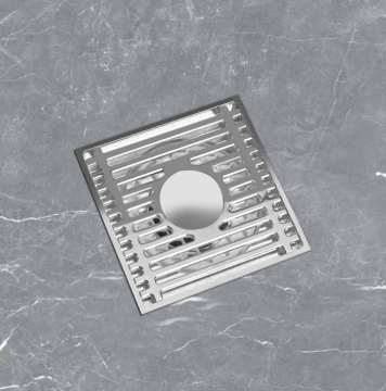 10 cm 4 '' 'Machine à laver Drain carré de plancher - Drain de piège au sol carré en laiton avec grille de couverture amovible