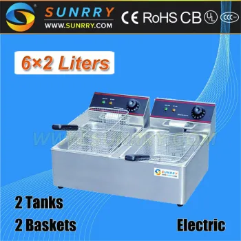 Countertop Industrial Electric Deep Fryer Double Basket and CE Approved Stainless Steel Electric Deep Fryer (SY-TF6B SUNRRY)