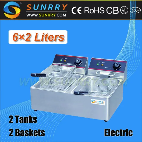 Countertop Industrial Electric Deep Fryer Double Basket and CE Approved Stainless Steel Electric Deep Fryer (SY-TF6B SUNRRY)