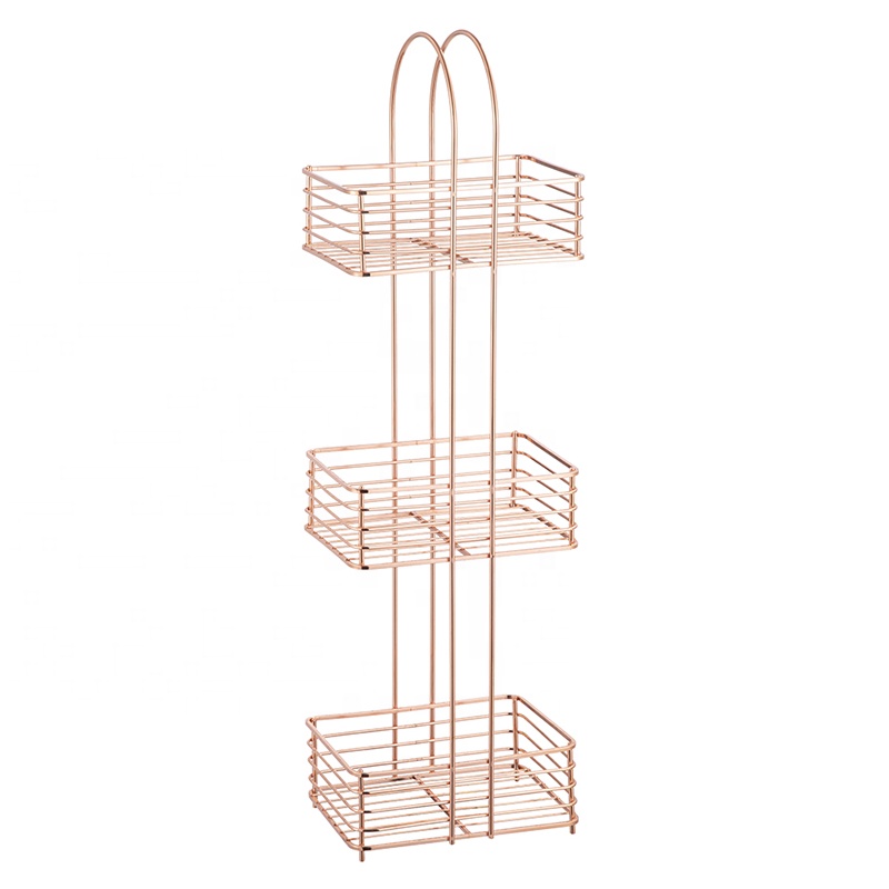 rose gold steel metal wire corner storage rack