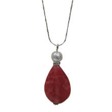 Natural Gemstone Agate Necklace with Silver Chain