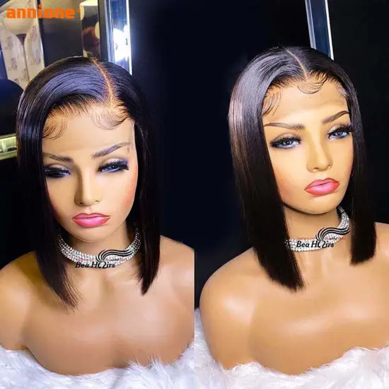 Annione Bob Wigs Human Hair Lace Front, Blonde Bob 613 Lace Front Wig Virgin Human Hair,Kinky Curly Short Bob Wig