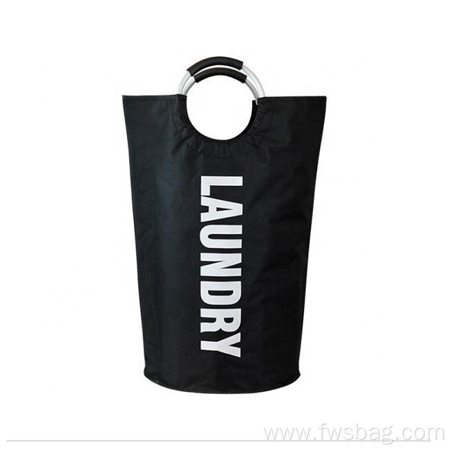 Oxford Portable Aluminum Handle Dirty Clothing Laundry Hamper Custom Logo Collapsible Storage Bags