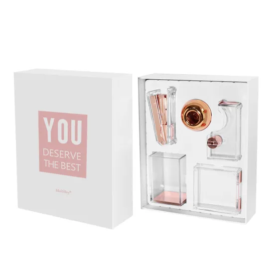 Rose Gold Office Creative Stationery Set with Pen Holder, Stapler, and More – Perfect Christmas Gift