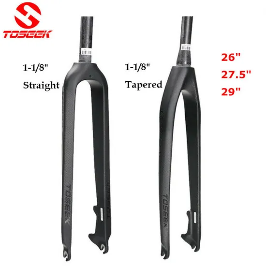 TOSEEK 26/27.5/29er Mountain Bike Full Carbon Fiber Forks MTB Bicycle Tapered Fork Rigid Straight Disc Brake Bike Fork
