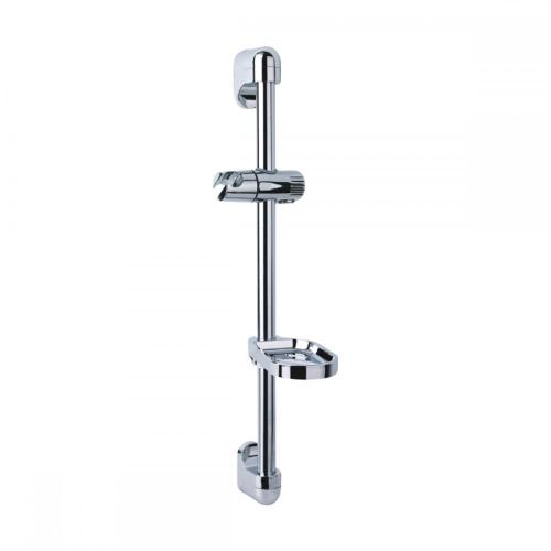 Adjustable height silver aluminum shower sliding bar set