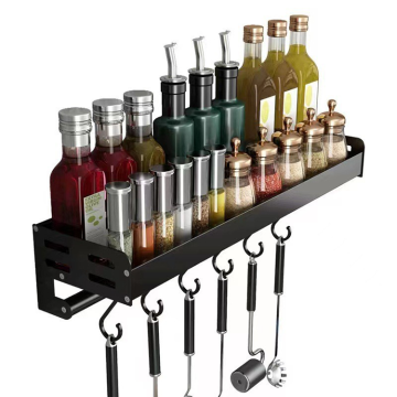 Customizable Multifunctional Aluminum Kitchen Storage Rack with Hooks for Utensils and Spices