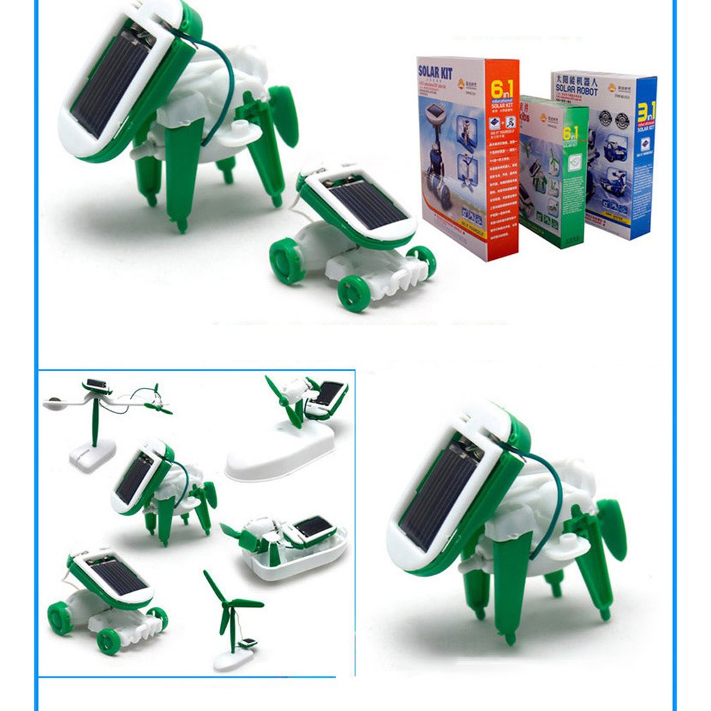 6 IN 1 Solar Robot Model Kit Science Toys for Children DIY Assemble Airplane Boat Car Train Model Educational Christmas Gifts