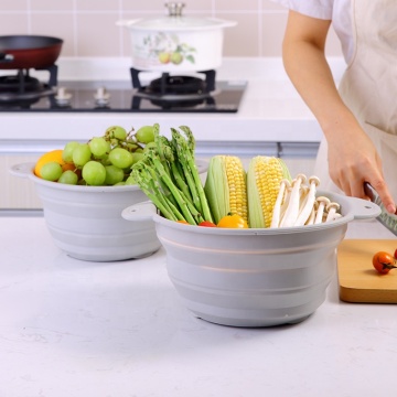 Organisateur de stockage de cuisine portable: 3pcs Pliage de pliage en silicone Paniers de lavage des fruits et légumes