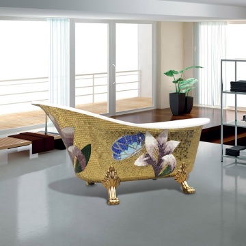 Glass Mosaic Pattern Acrylic Claw Foot Bathtub
