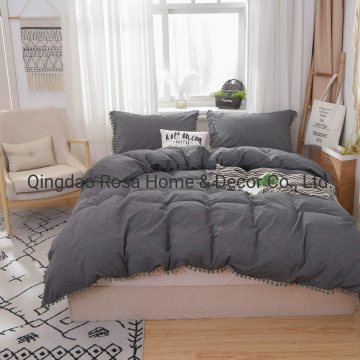 Smoke Grey Ruffle Twin Girls Duvet Cover