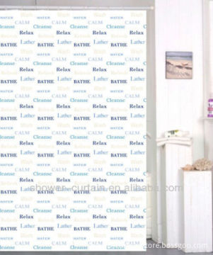 polyester fabric samlt blue color Letter printed shower curtain
