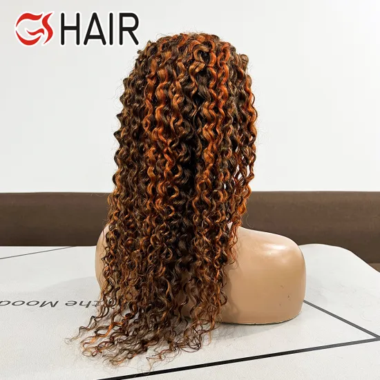 GS Wholesale Highlight Water Wave Glueless Wig with Pre Plucked Lace Front and Piano Color 4/350 Honey Blonde