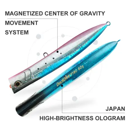 190mm Saltwater Fishing Lure: Slim Popper Bait for Tuna, Amberjack & Kingfish