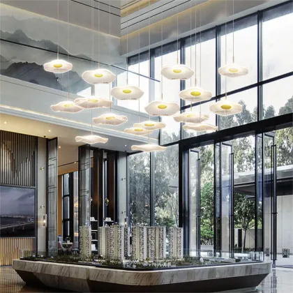 Exquisite Lotus Leaf Duplex Building Pendant Light