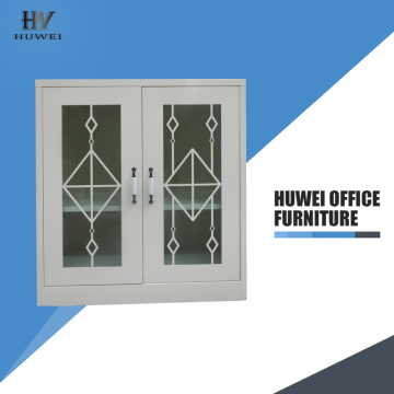 Double door half height steel glass cabinet