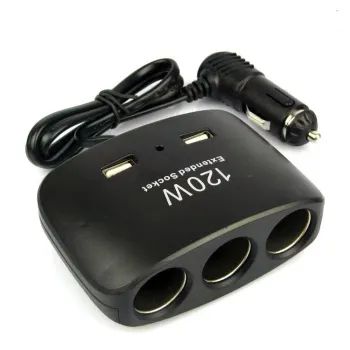 3Port 3.1A Dual USB Car Charger with LED - 12V-24V 120W Cigarette Socket Adapter