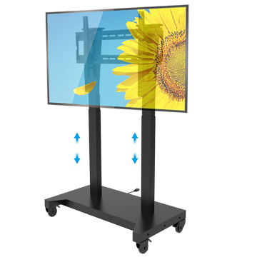 2025 Outdoor Height Adjustable Motorized Mobile LCD LED TV Monitor Stand Cart Rotating Remove