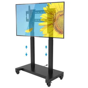 2025 Outdoor Height Adjustable Motorized Mobile LCD LED TV Monitor Stand Cart Rotating Remove