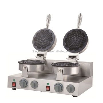 Stainless Steel Double Heart Bubble Waffle Maker with Safety Device and Timer