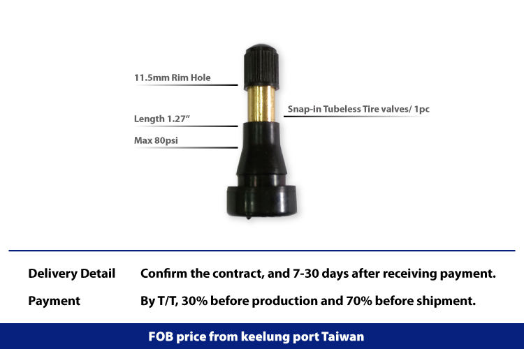 TR600HP, Snap-in Tubeless Tire Valve for tire repair