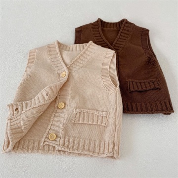 Colete de malha de decote em V infantil AW23