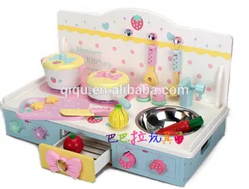 2015 New Promotion mother garden Kids kitchen Pretend Play Wooden Toy Kitchenware QQ-TH007