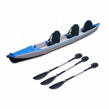 GeeTone 3-Person Inflatable Kayak Set Drop Stitch Re-usable Paddle Boat