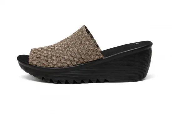 Hand Woven Fabric Basket Weave Elastic Slippers