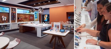 Cell phone wooden countertop displays and glass accessory show counters for mobile phone store decoration