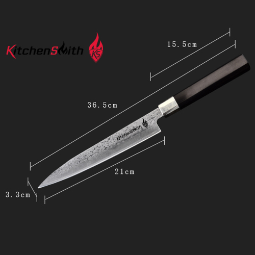 Japanese sushi knife with ebony handle