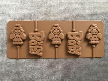 Angel cartoon lollipop chocolate mold silicone letter tool