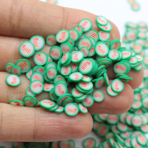 Nuova decorazione natalizia Polymer Clay Candy Cane Sprinkles 6MM Forma rotonda Argilla morbida Candy Cane Fetta Confetti Slime Fillers