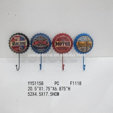 Beer cap shape embossed vintage metal wall hook, factory metal hook