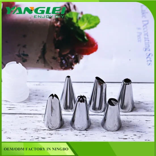 Cake Decorating Set-Includes 6 Stainless Steel Tips,Silicone Reusable Piping Pastry Bag and 2 Reusable Couplers