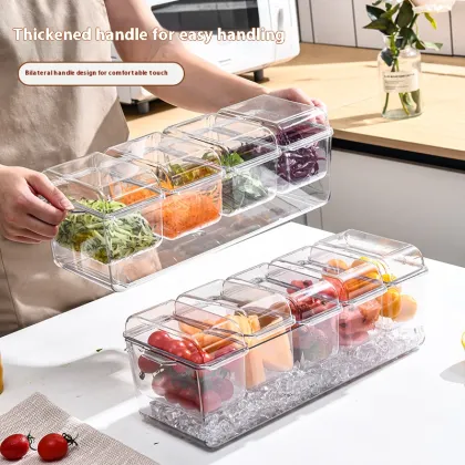 Transparent Plastic Multi-Grid Preservation Box with Detachable Ice Storage