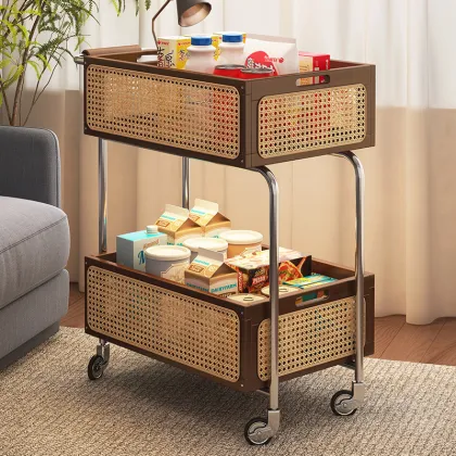 Multifunctional Bamboo End Table for Living Room