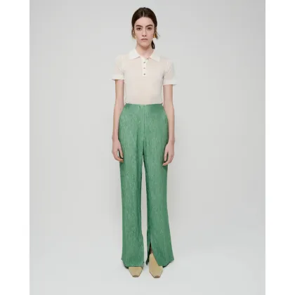 2021 Vintage Green Little Slit Women's Pants